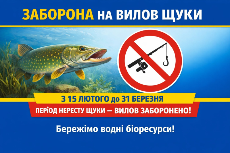 Увага рибалкам! З 15 лютого діє сувора заборона на вилов щуки у період нересту